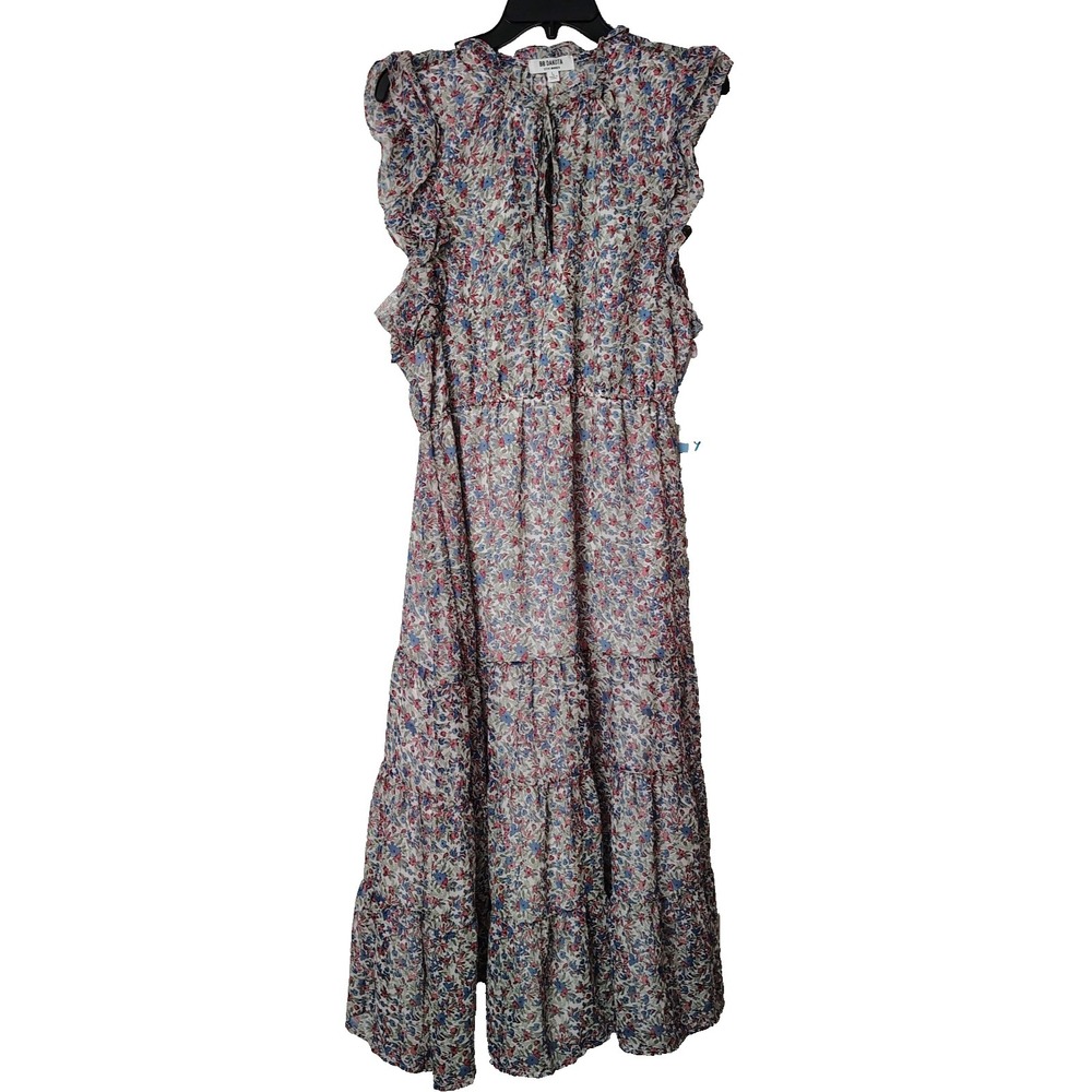 BB Dakota Steve Madden Women Sleeveless Chiffon Midi Dress Large‎ Ditsy Floral